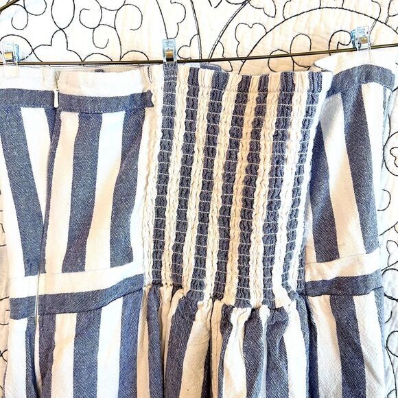 American Eagle Jumpsuit Romper Womens S Strapless  Blue White Striped - Picture 6 of 8